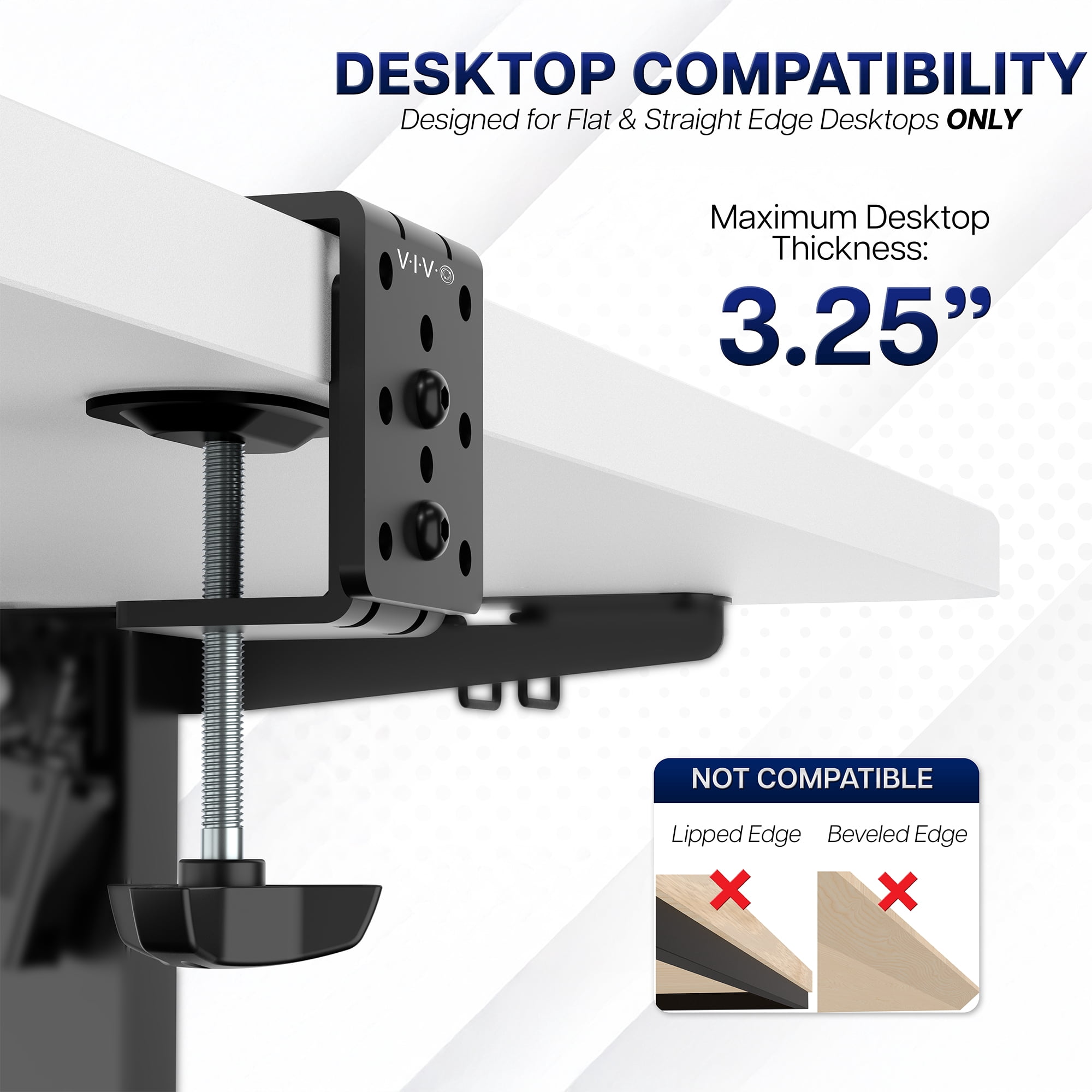 VIVO Black Heavy Duty Desk Clamp for Monitor Mount Stand | Sturdy 4 Inch C-clamp