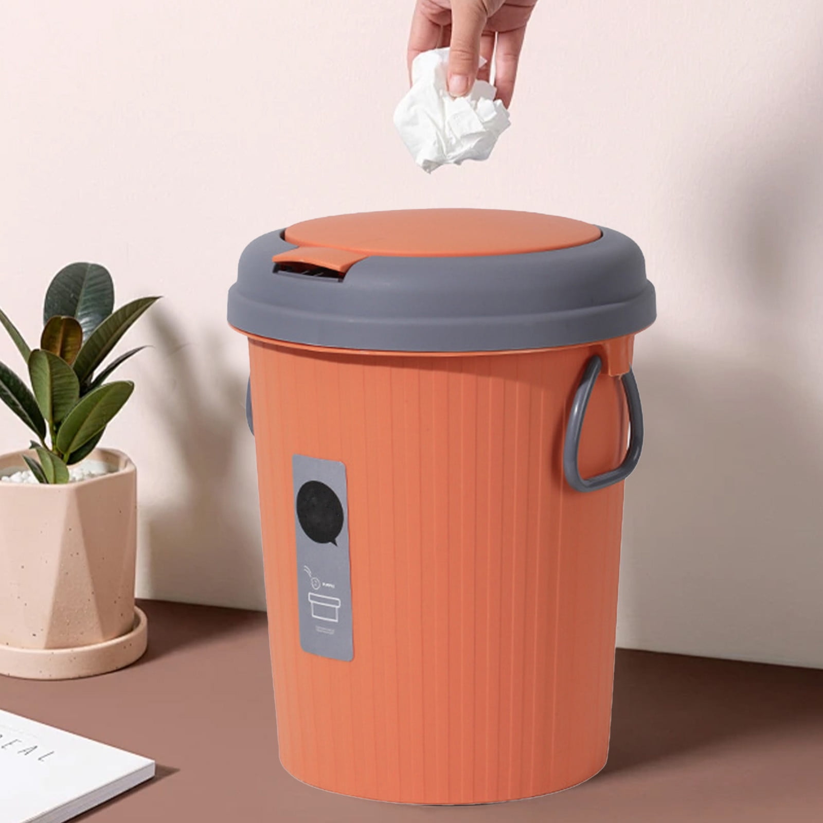 Bwiyojiz Kitchen Utensils Bathroom Trash Can Large Capacity 6L Living Room Round Thickened, Gifts for Friend, Orange