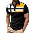 thumbnail image 2 of Shirts for Men Casual Business Fashion Color Block Polo Shirts 3 Buttons Stripe Lapel Golf Basic Henley Shirts, 2 of 3