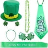 Zhanmai 6 Pieces St. Patrick's Day Costume Accessory Includes Leprechaun Hat Shamrock Necklace Glasses Props Headboppers Ties and Strap for Party