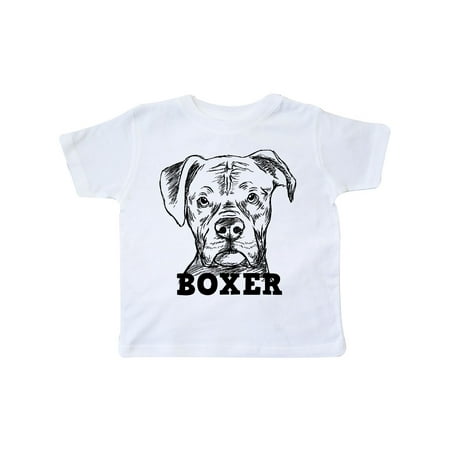 Classic Breed T-shirt Boxer - Boxer Sketch Portrait with Dog Breed Name Toddler T-Shirt
