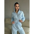 thumbnail image 4 of Women'S Tracksuit Set - Long Sleeve Zipper Hooded Sweatshirt with Solid Color Lace-Up Pants - Two-Piece Set Sky Blue XL, 4 of 6