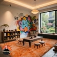 thumbnail image 4 of Jakolive 6x9 ft Tie-Dye Orange Fluffy Rug from Solid Shag Line，Ultra-Plush Area Rug Perfect for Kid's Rooms, Cloakrooms. Crafted for Snug Underfoot Feel & Stylish Room Accents, 4 of 8