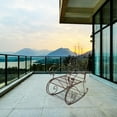 thumbnail image 3 of UBesGoo Iron Art Single Rocking Chair, Retro Coffee Color Hollowed Patio, 3 of 12