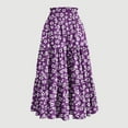 thumbnail image 3 of Women's Floral Tiered Ruffle Maxi Skirts Boho A Line Flared High Waist Vintage Flowy Long Skirt with Drawstring, 3 of 5