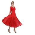 thumbnail image 3 of Women Modern Dance Dress Waltz Ballroom Dance Tango National Standard Dance Clothes Long Sleeved, 3 of 3