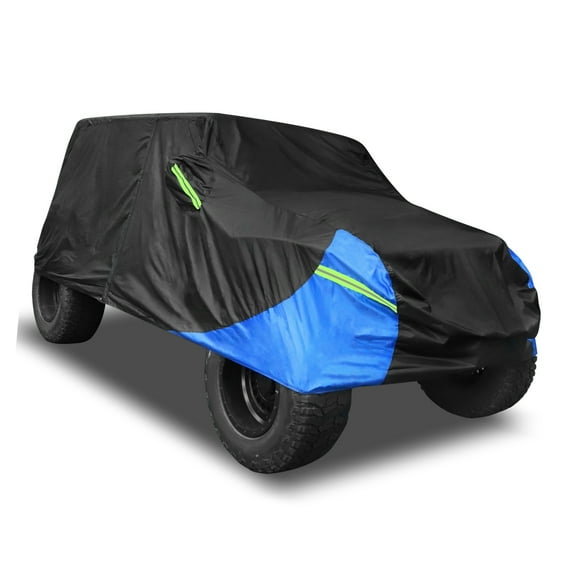 Unique Bargains Car Cover for Jeep Wrangler JK JL 2 door 07-21 210D Outdoor Black Blue