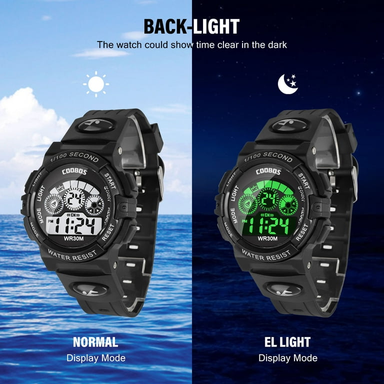  FANMIS Men's Digital Sport Watches Waterproof Military  Multifunctional LED Backlight Rubber Strap Big Number Watch for Men (Black  Black) : Clothing, Shoes & Jewelry