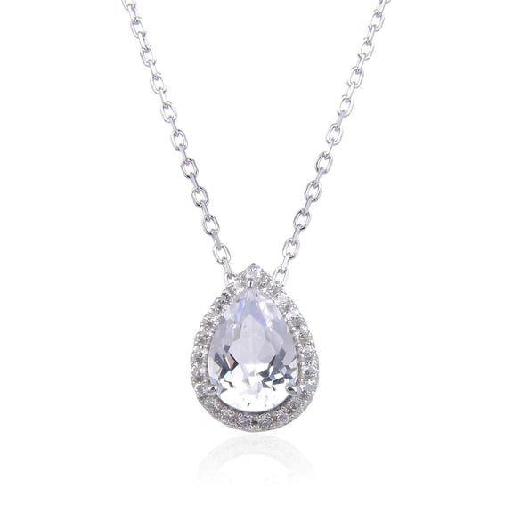 White Topaz Teardrop Necklace
