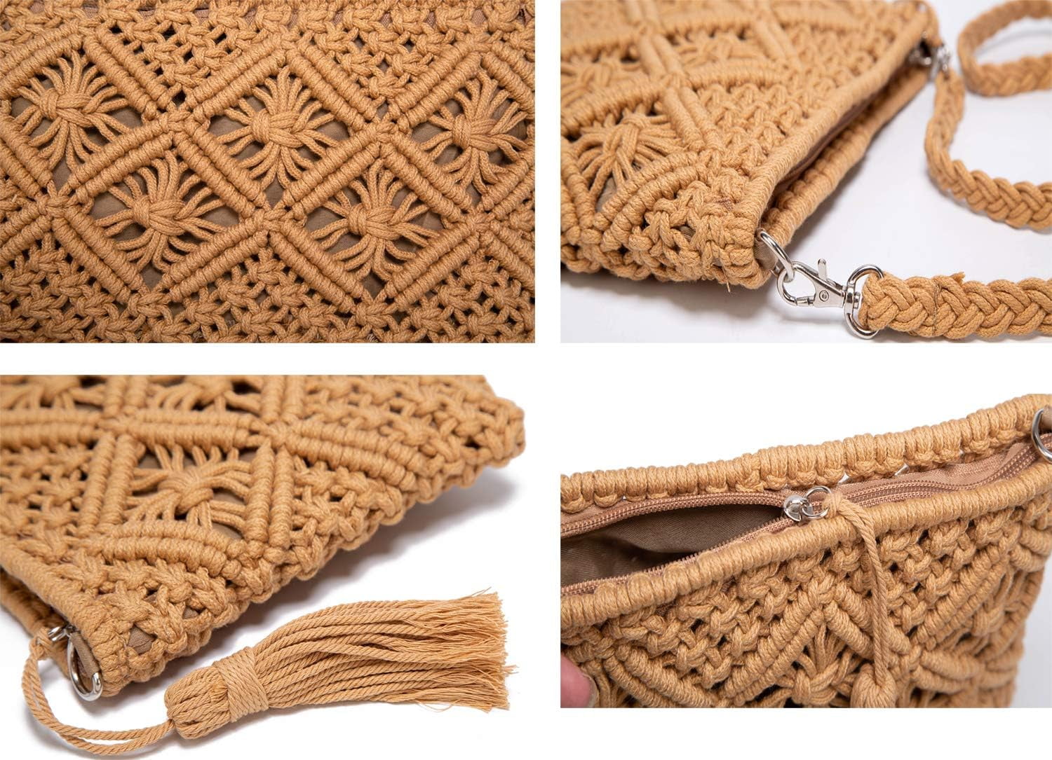 Zhengup Straw Bags Crossbody Purses for Women, Tassel Straw Handbag Vintage Handwoven Bag Summer Beach Bag