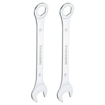 Uxcell 18mm 6-Point Thin Combination Wrench Double Ended Box and Open End Chromes Plated Steel, Silver 2Pcs