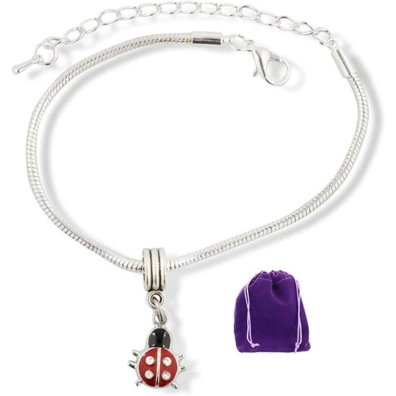 Ladybug Bracelet | Stainless Steel Snake Chain Charm Bracelet