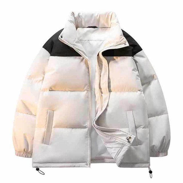 BADHUB Men's Down Jacket with No Hood Raglan Sleeve Warm Puffer Jacket Stand Collar Color Block Winter Coat Winter Clearance 2024