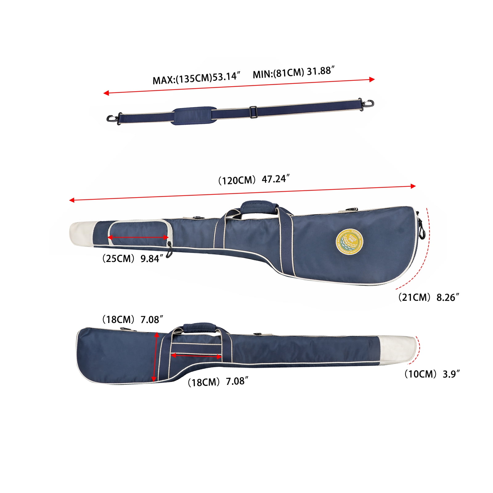 TOURBON Lightweight Nylon Golf Clubs Carry Bag Outdoor Sunday Bag Effortless Carry Waterproof