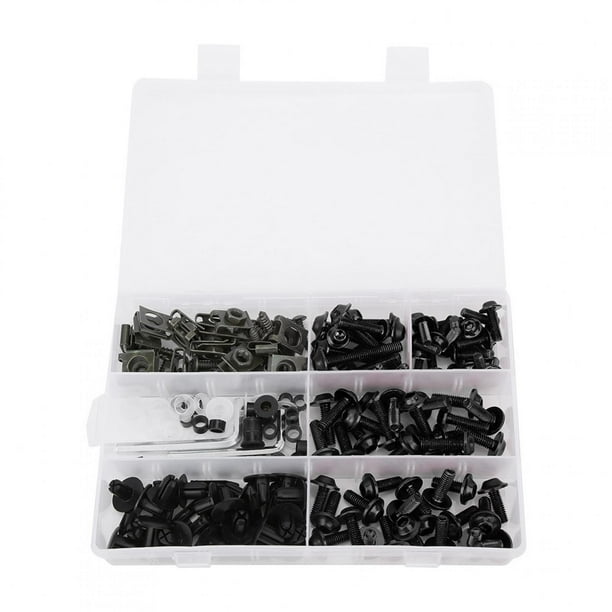 198 Unids/set Tornillos de Carenado de Parabrisas M5 M6 Kit de Pernos Accesorio de Motocicleta Negro Jadeshay A