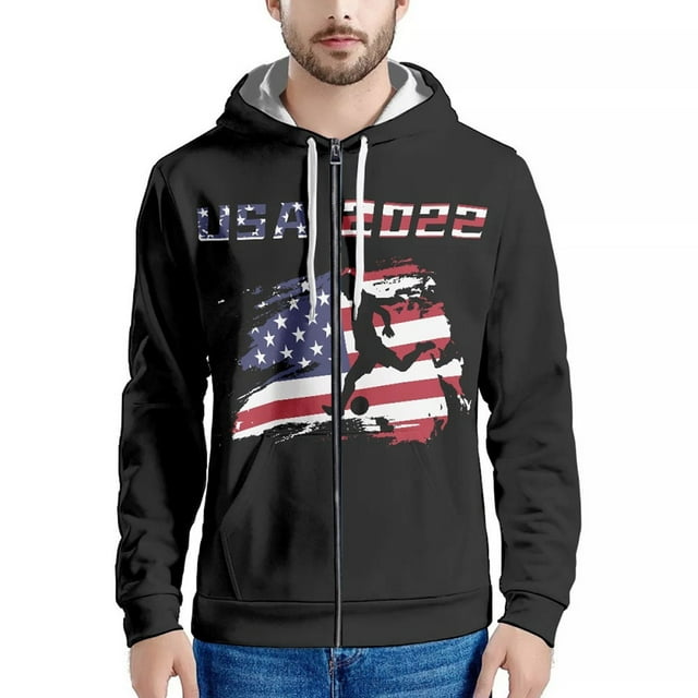 2022 Qatar Football World Cup Zip Hooded Sweater Netherlands Spain Brazil Fans Cheering Jacket