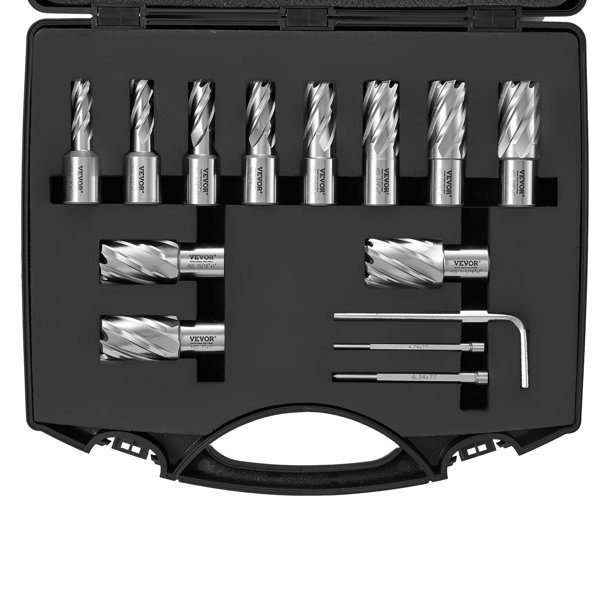 Juego de cortadores anulares VEVOR, 13 unidades, brocas Weldon Shank Mag