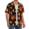 thumbnail image 3 of Lafuoo Thanksgiving Turkey 1 Pattern Men's Cuban Collar Short Sleeve Shirt, Button-Down Resort Beach Pocket Shirt-Medium, 3 of 7