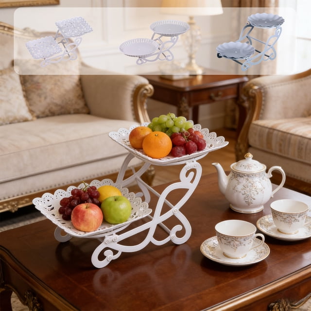 Vacemry 3Pcs Multi-Tier Dessert Stand, White Plastic Three-Layer Serving Tray for Wedding Party Candy Fruit Snacks Display, Home Living Room Kitchen Table Decor