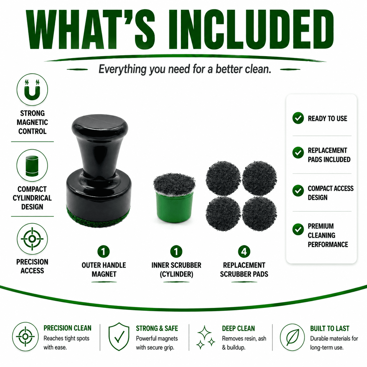 The Magic Cleaner - The Reusable, Non-Toxic, Magnetic Glass Cleaner For Water Pipes, Windows, Aquariums, Vases, Bowls