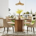 thumbnail image 6 of Tribesigns Wood Round Dining Kitchen Table, 47 inch Dinner Table with Heavy Duty Pedestal Base Circle Tabletop for Kitchen, Brown, 6 of 7