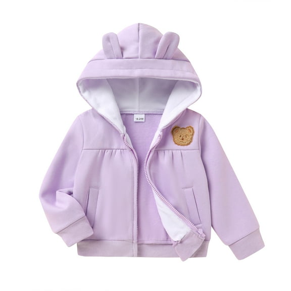 Younger Tree Baby Girl Hoodie Clothes Fall Winter Long Sleeve Zip Fleece Jacket Coat with Pocket for 2-3T