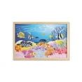 thumbnail image 1 of Fish Wall Art with Frame, Water Life Different Kind of Fishes Coral Reefs and Sponges Theme, Printed Fabric Poster for Bathroom Living Room, 35" x 23", Multicolor, by Ambesonne, 1 of 2