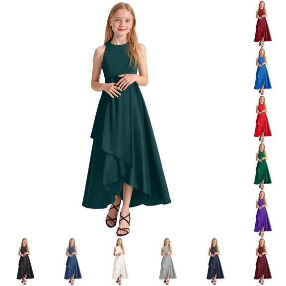 XAOFW Girls Formal Dresses Party Gown For Recital Performance Pageant Elegant Sleeveless Crewneck Summer Dress For Kids Toddler Soft Sundress 2-3 Years