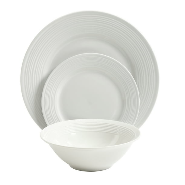 Gibson Home Everyday Embossed 12Piece White Dinnerware Set Walmart