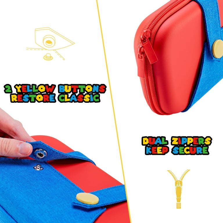 Funlab Switch Carrying Case for Nintendo Switch OLED with 10 Cards Holders for Mario Game Red