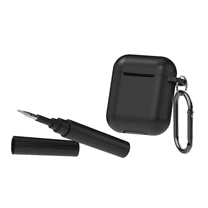ZSOU AirPods (1st & 2nd Gen) Protective Silicone Earbud & Headphone Case with Carabiner and Cleaning Tool, Black