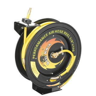 Lincoln 83753 Value Series Air and Water 50 Foot x 3/8 Inch Retractable  Hose Reel, 1/4 Inch NPT Fitting, Slotted Mounting Base, 5-Position  Adjustable