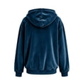 thumbnail image 5 of MDUKONU Womens Velvet Zip Up Hoodie Long Sleeve Oversized Hooded Sweatshirt Fleece Fall Velour Y2K Jackets With Pockets Size: XXXL Blue, 5 of 5