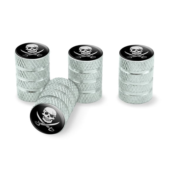 Pirate Skull Crossed Swords Jolly Roger Tire Rim Wheel Aluminum Valve Stem Caps