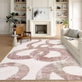 thumbnail image 2 of Hasoo 8' x 10' Modern Washable Indoor Rug for Dining Room Soft Abstract Geometric Line Area Rug Non Slip Stain Resistant Pink Carpet, 2 of 6