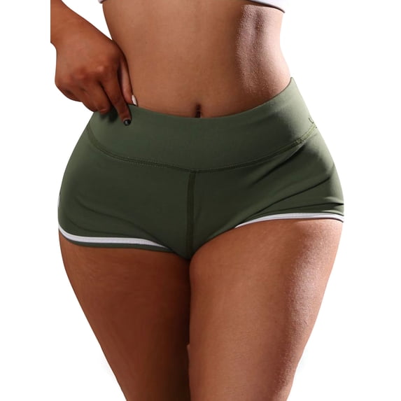 WLJ Women Solid Color High Waist Stretchy Butt Lift Sporty Yoga Shorts
