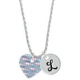 thumbnail image 1 of Delight Jewelry Acrylic Small Hologram Heart Silvertone Script Initial Disc - L - Charm Necklace, 20"+3", 1 of 4