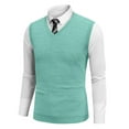 thumbnail image 2 of SAATLERI Sweater Vest Men V Neck Knitted Pullover Sweater Tops Sleeveless Slim Fit Knitwear, 2 of 6