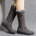 thumbnail image 6 of YLYL Women Snow Boots Suede Leather Warm Fur Lined Non-slip Winter Mid Calf Boots, 6 of 7