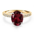 thumbnail image 3 of Gem Stone King 10K Two Tone Gold Red Rhodolite Garnet and Lab Grown Diamond Engagement Ring for Women | 2.20 Cttw | Oval 9X7MM | Gemstone January Birthstone | Size 9, 3 of 6