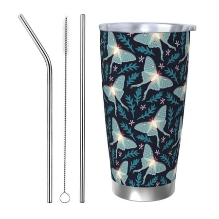 

Logiee Glowing Butterfly Print 20OZ Car Cup with Lid Stainless Steel Vacuum Insulated Double Wall Travel Tumbler Durable Insulated Coffee Mug Thermal Cup with Straw-Straw Three-piece Set