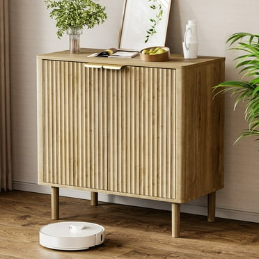 KAMOMA Buffet Cabinet with Storage Modern Fluted Accent Credenza with Adjustable Shelves Wood Sideboard for Living Room Kitchen Dining Room Hallway