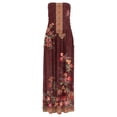 thumbnail image 4 of Summer Saving Wycnly Dresses for Women 2024 Summer Beach Vintage Graphics Sexy Strapless Pleated Hem Long Sundress with Pocket Floral Print Sleeveless Tube Top Maxi Formal Dresses for Women Wine l, 4 of 5