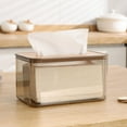 thumbnail image 3 of Tissue Box Cover Holder, Modern Transparent Rectangular/Square/Round Bamboo Facial Tissues Dispenser for Bathroom, Bedroom, Living Room, 3 of 6