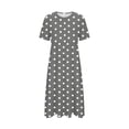 thumbnail image 4 of YHAJDS Women's Short Sleeve Neck Mid Calf Dress Print Round Neck Stretch Casual Dress, 4 of 5