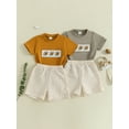 thumbnail image 3 of BemeyourBBs Baby Summer Outfits Football Short Sleeve T-Shirts Plaid Shorts, 3 of 9