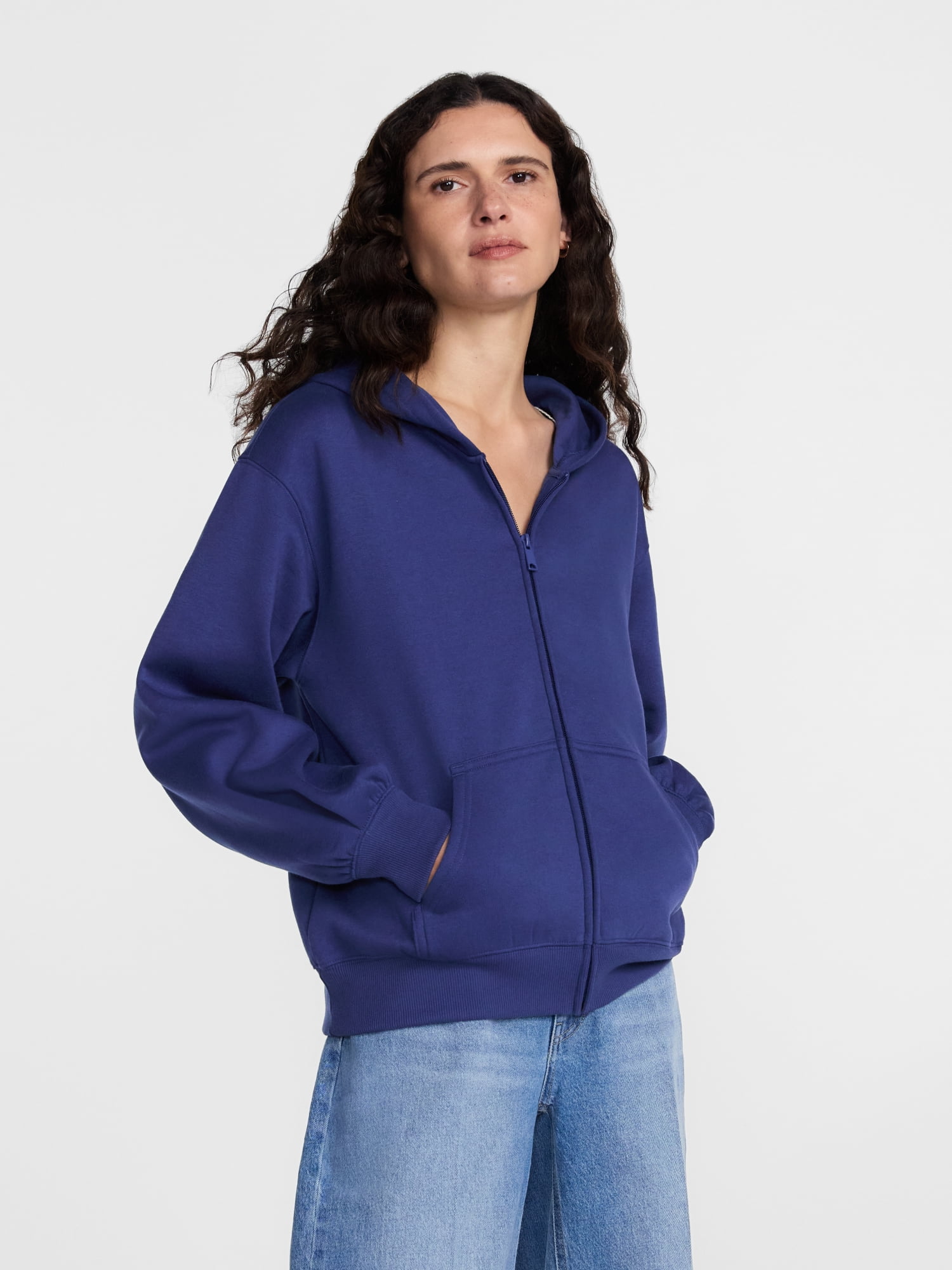 Scenario Women's and Women's Plus Zip Front Fleece Hoodie Jacket, Sizes XS-4X