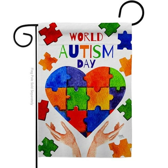 Breeze Decor G165232-BO Autism Day Support Awareness 13 x 18.5 in. Double-Sided Decorative Vertical Garden Flags for House Decoration Banner Yard Gift