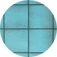 thumbnail image 1 of Ahgly Tapis Rond Lavable en Machine Intérieur Transitionnel Turquoise Bleu Vif, 3 Pieds Rond, 1 of 7