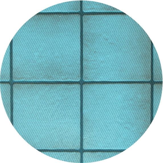 Ahgly Company Indoor Round Patterned Bright Turquoise Blue Area Rugs, 4' Round